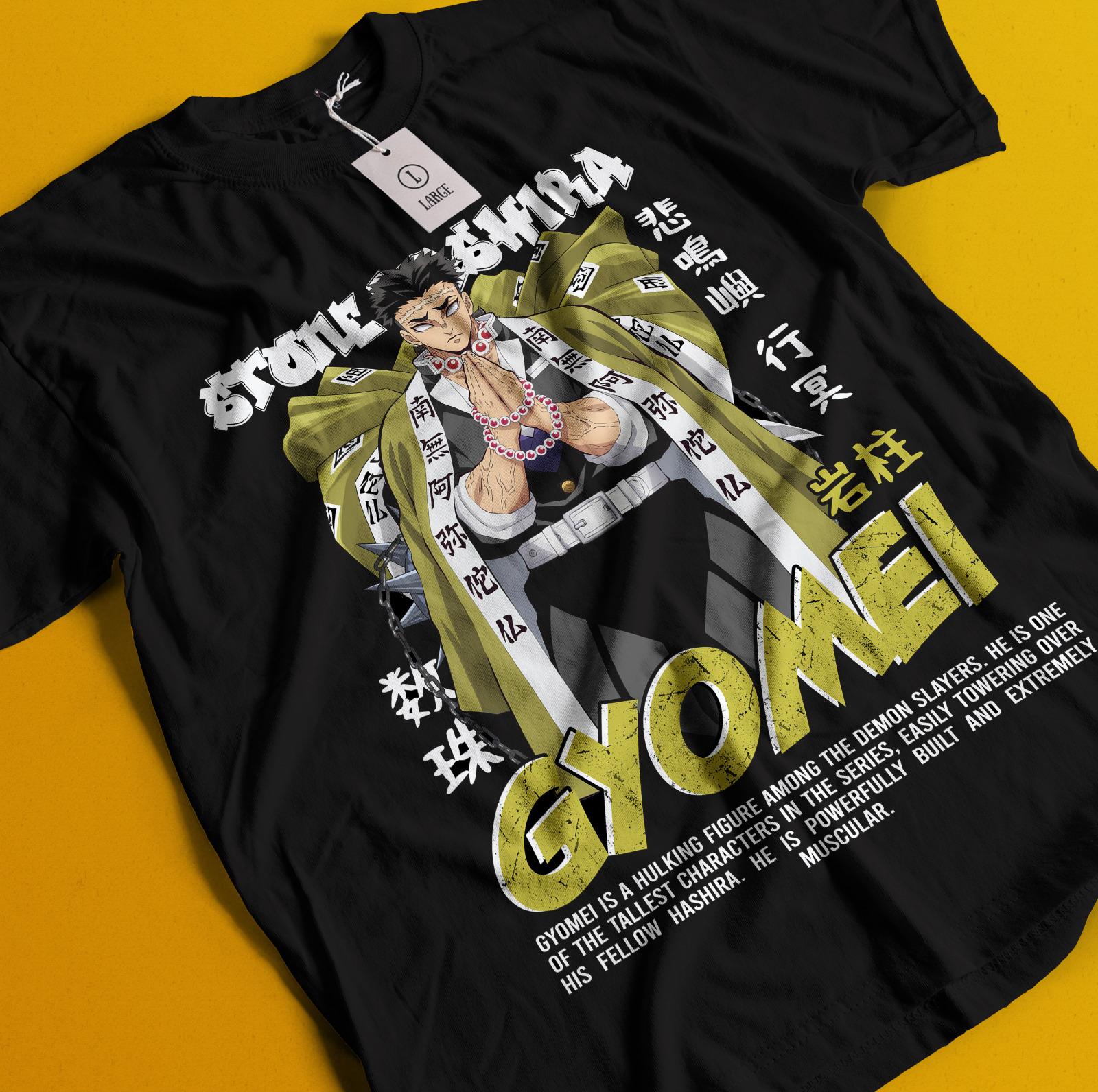 Demon Slayer Shirt Stone Hashira Tshirt Gyomei Himejima T-Shirt Muzan Tanjiro - Men s Summer Cotton Graphic Tee S