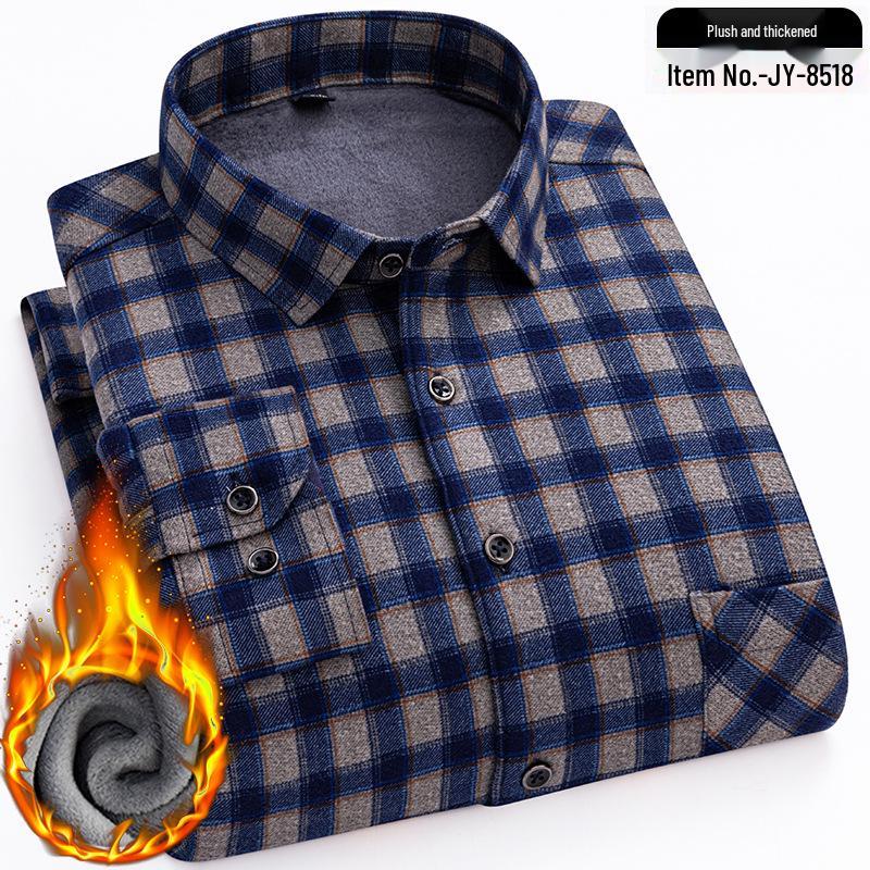 Men's Winter Warm Double-Sided Velvet Long-Sleeve Shirt