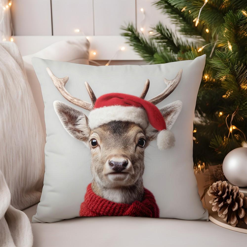 Home Decor Charming Snowy Village Digital Print Pillow Pattern Cushion Cover Suitable for Sofa Bedroom Car Pillow Cover