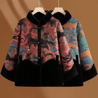 New Winter Clothes for Middle-aged and Elderly People, Plush Thickened Jackets, Fashionable Mothers, Fur Coats, Grandma National Style Clothes