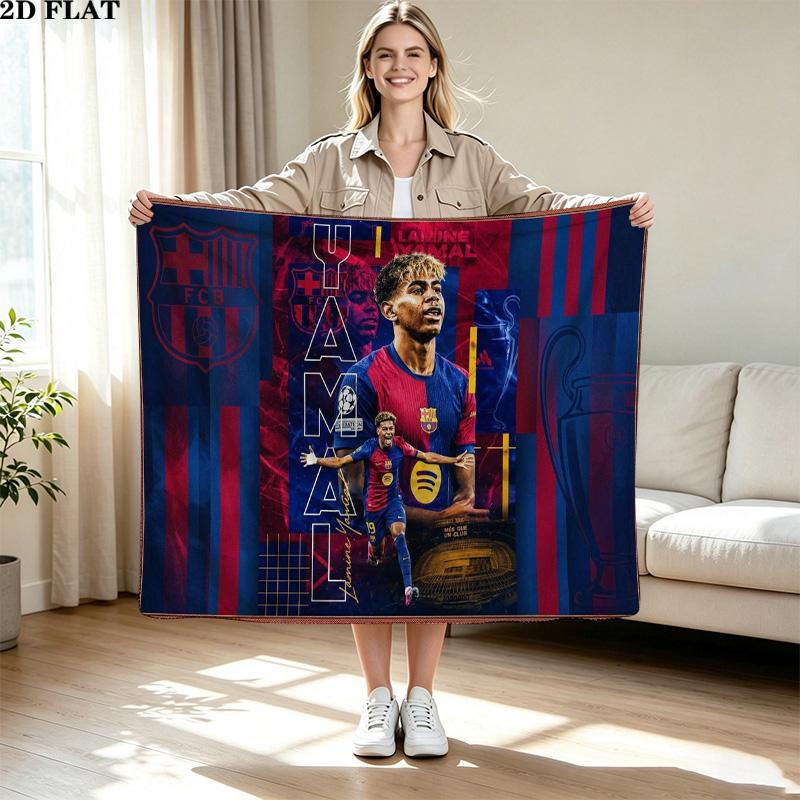 Lamine Yamal Print Flannel Blanket High Quality Warm Comfortable Cover for All Seasons Perfect for Gifts Home Decor