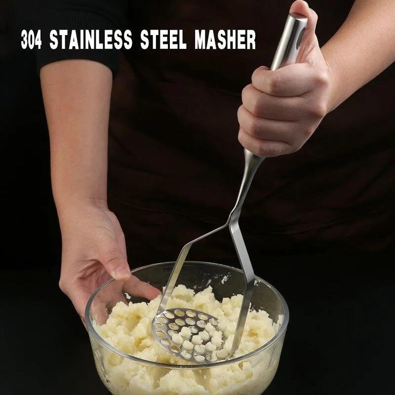 Stainless Steel Potato Masher Manual Melons Fruits Yam Masher Vegetable Cutter Crusher Durable Kitchen Gadgets