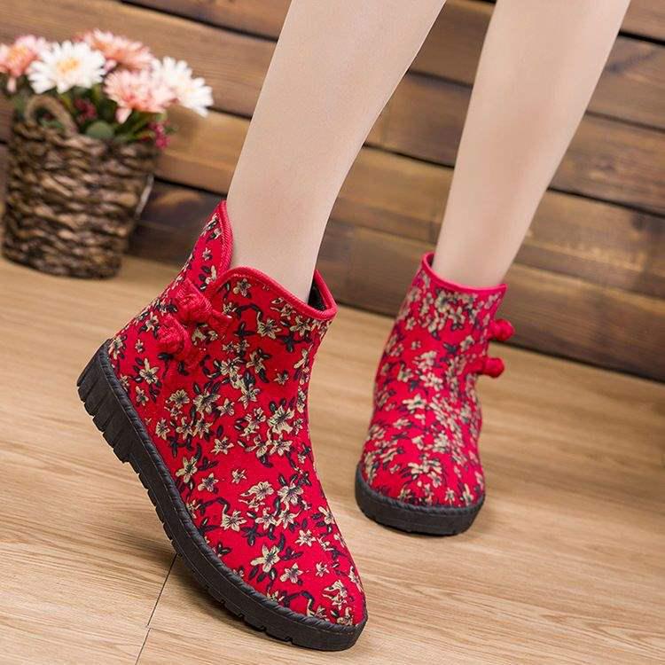 Women's Winter Ethnic-Style Fleece-Lined Non-Slip Snow Boots