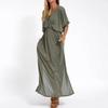 Spring/Summer High-Waisted V-Neck Slit Dress – European & American Fashion