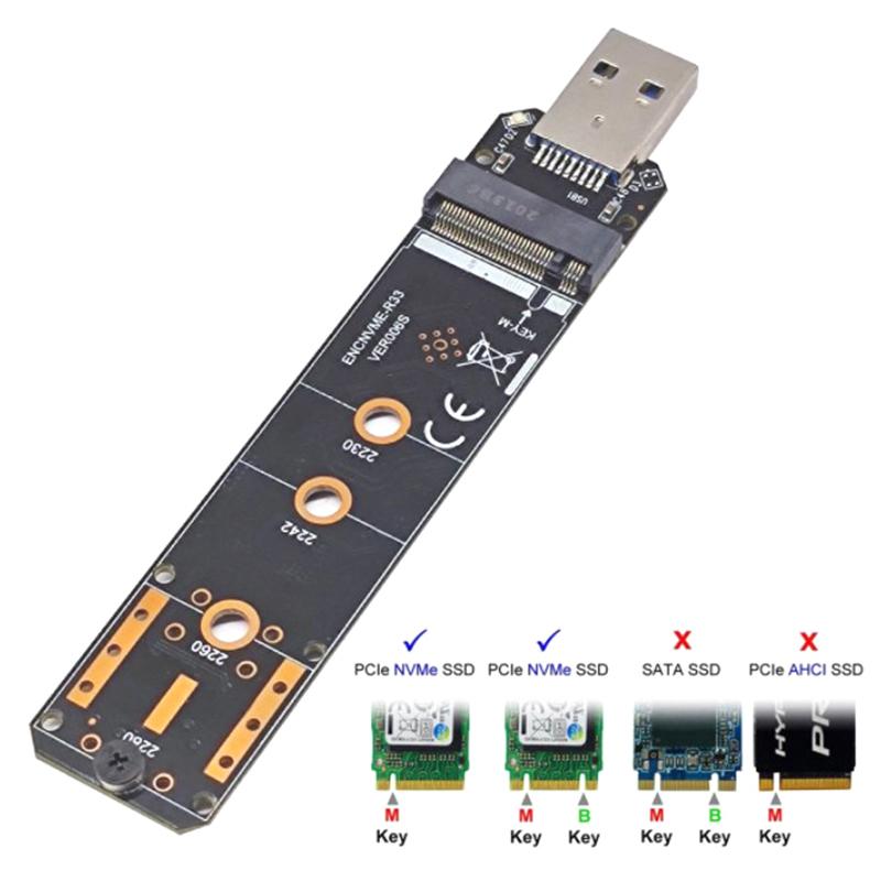 Usb Adapter M.2 Nvme To Usb 3.1 Ssd Adapter 10Gbps Usb3.1 Gen 2 Rtl9210 Chips