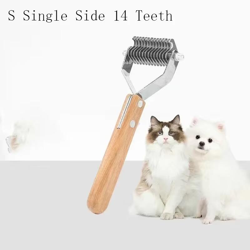 

1 шт. расческа для домашних животных, для собак и кошек, для ухода за шерстью, массажная игла, для удаления пуха, для разглаживания волос, липкая щетка для удаления узлов и шерсти, двойное назначение