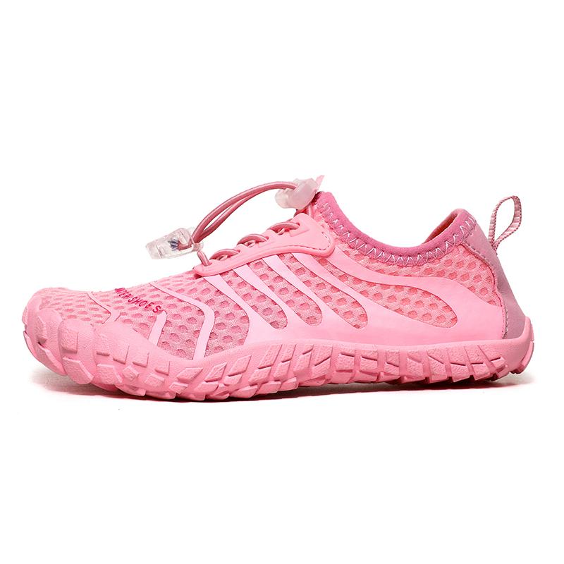 Children Pink Quick Lace Water Shoes Quick Dry Breathable Aqua Sneakers Kid Barefoot Beach Shoes Wading Diving Shoes