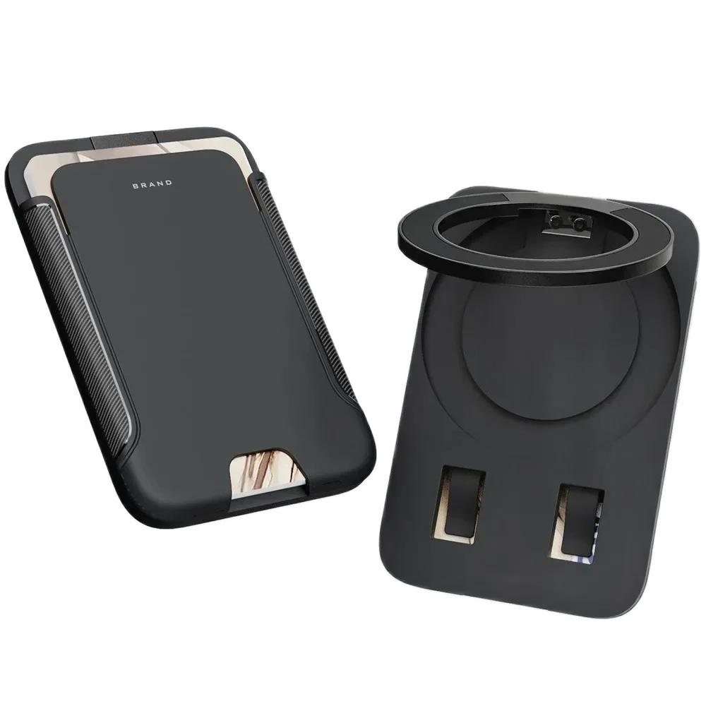 

Прочный магнитный держатель для карт Кошелек Совместим с MagSafe iPhone Pixel Galaxy XiaoMi - Кошелек для смартфонов чёрный