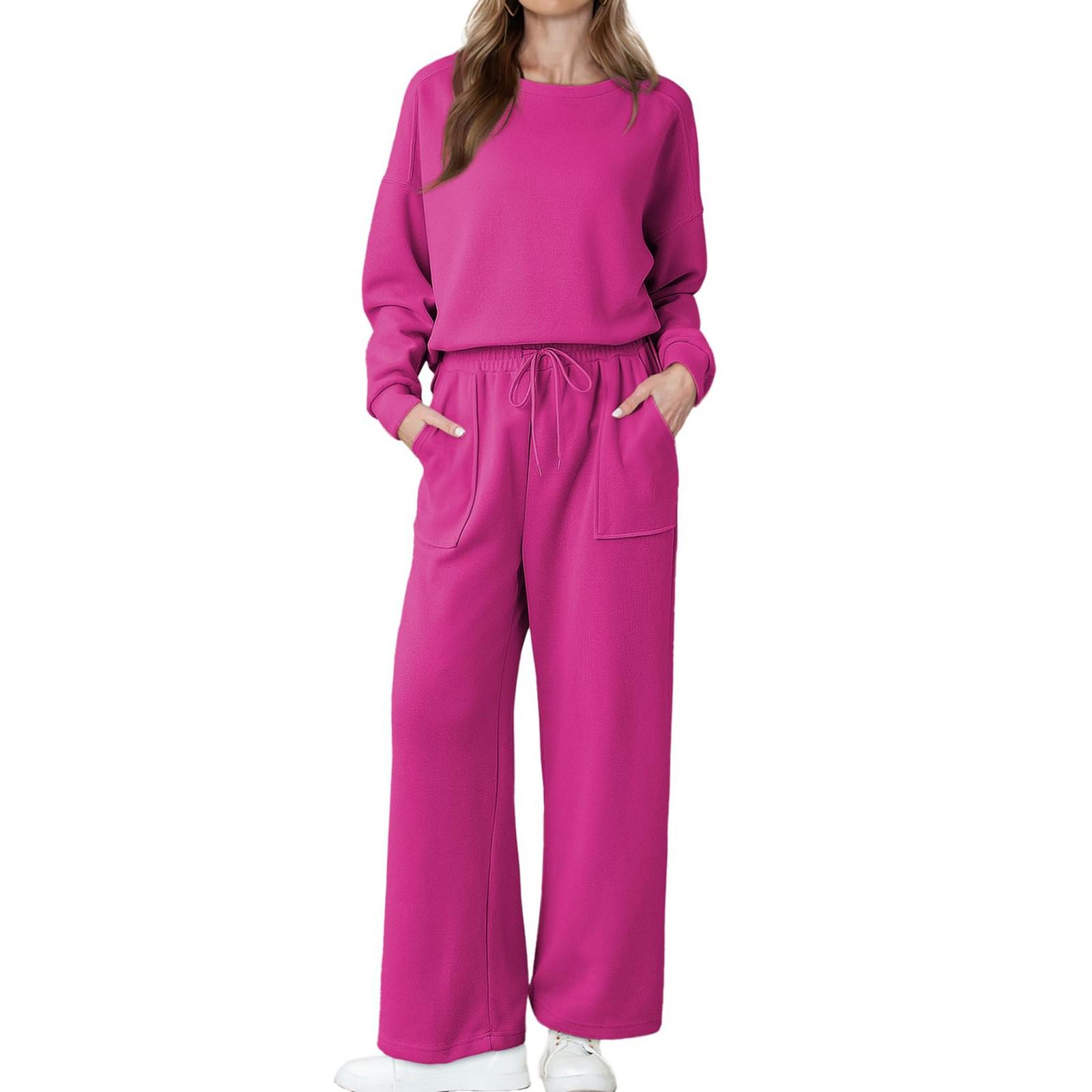 

Женские летние комплекты из 2 предметов, комплекты с длинными брюками, повседневный спортивный костюм, шорты с длинными рукавами, костюм S горячий розовый