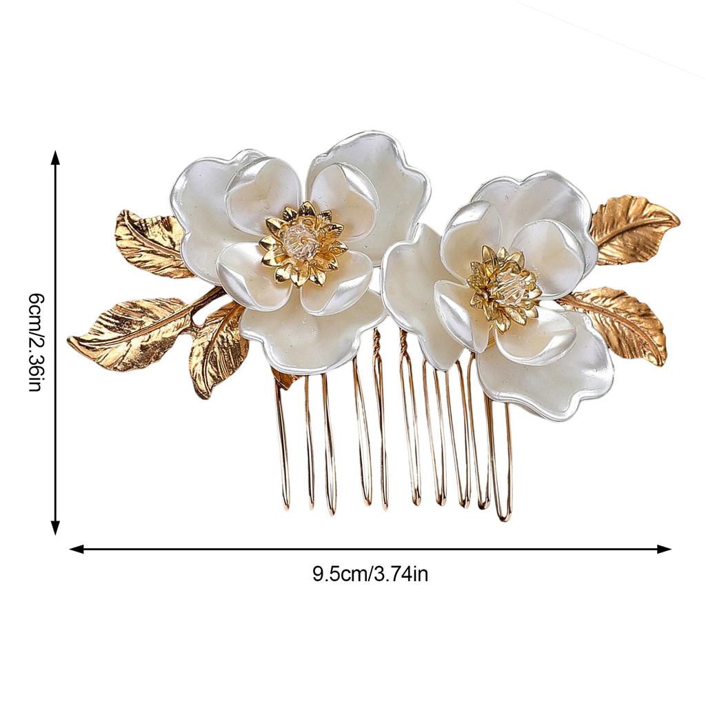 Bridal Hair Comb with White Lotus Decor Wedding Elegant Alloy Comb Barrette for Princess Party Favors Accessories