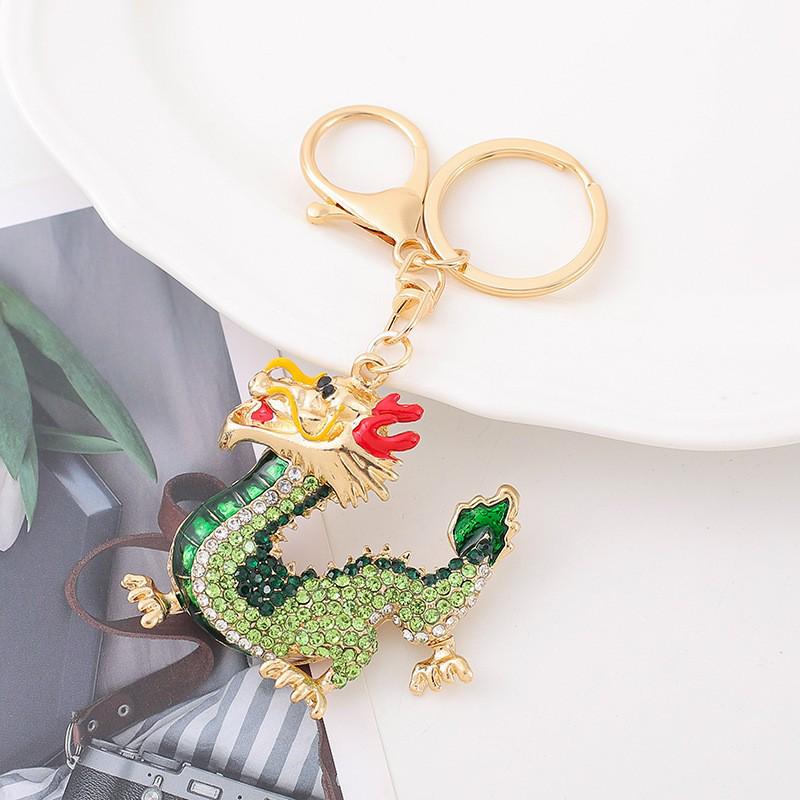 Colorful Rhinestone 3D Tiger Keychain and Metal Backpack Accessory