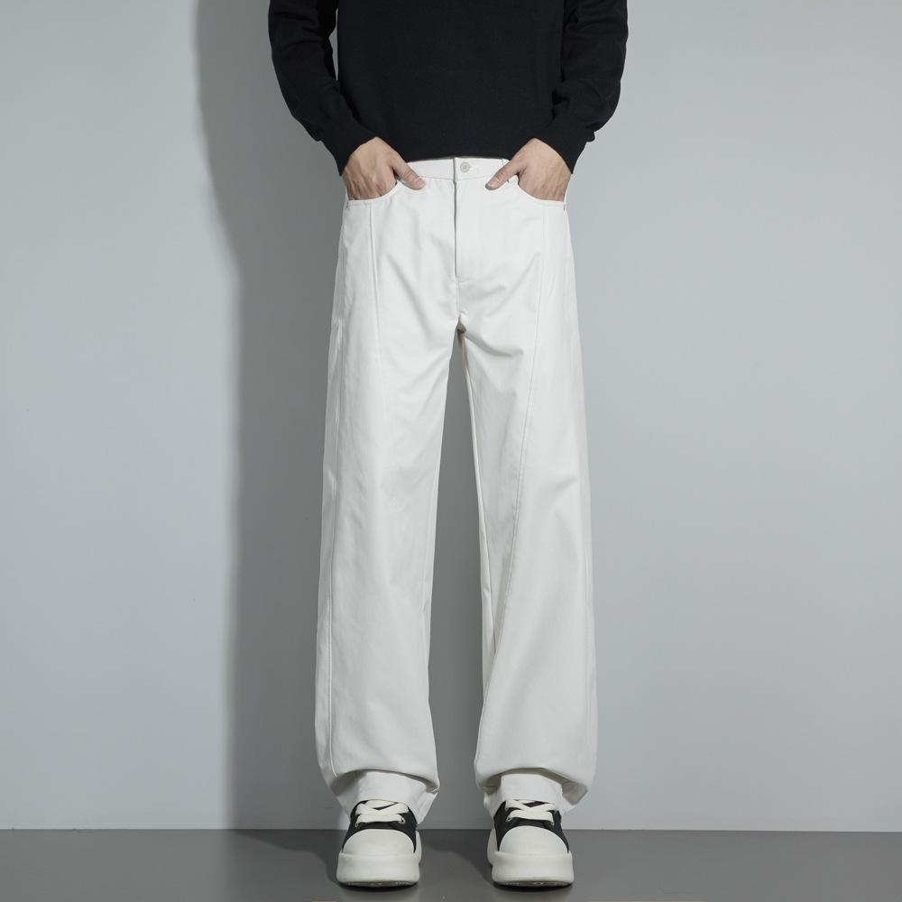 American Retro Summer New Casual Pants Men's Trendy Brand Loose Straight Simple Basic Color Commuter Long Pants Men