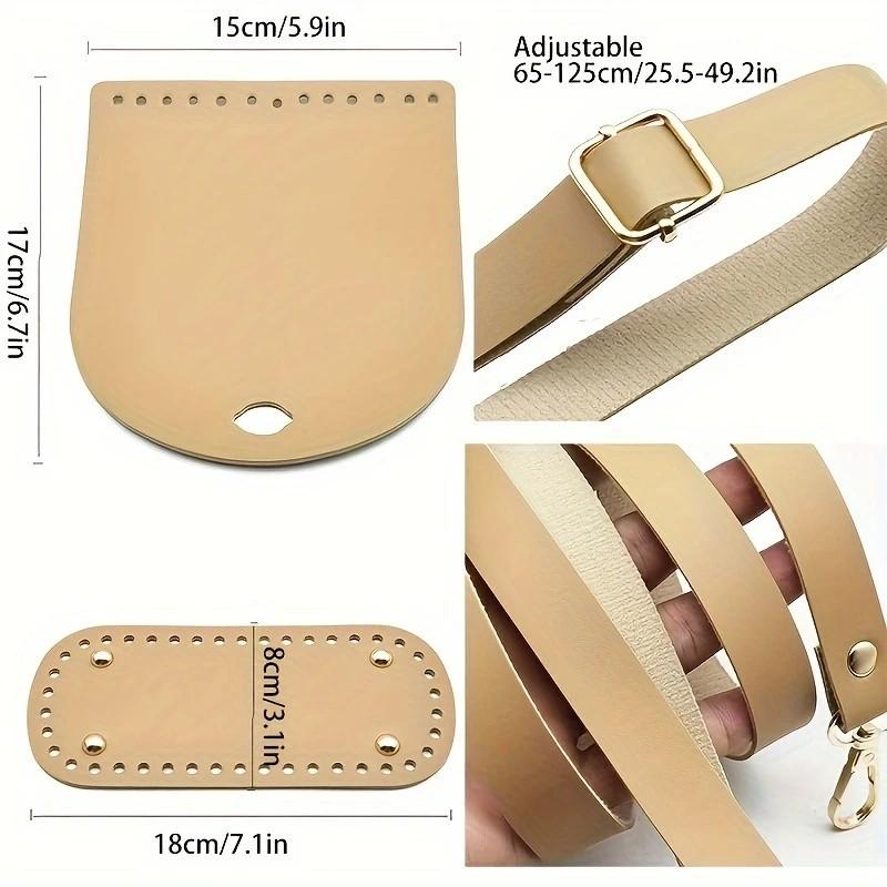 Handmade Leather Accessories Pu Shoulder Strap Bag Bottom Bag Cover Glossy Three-Piece Set Materials DIY Crochet Self-Made Woven Bag