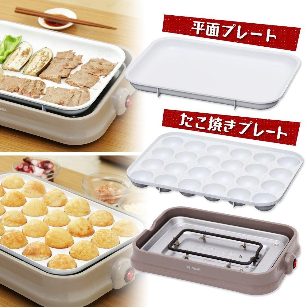 IRIS OHYAMA Takoyaki Maker 2WAY Platte 24 Löcher Flach Keramikbeschichtung Grau (Takoyaki-Teller) PHP-C24W-H