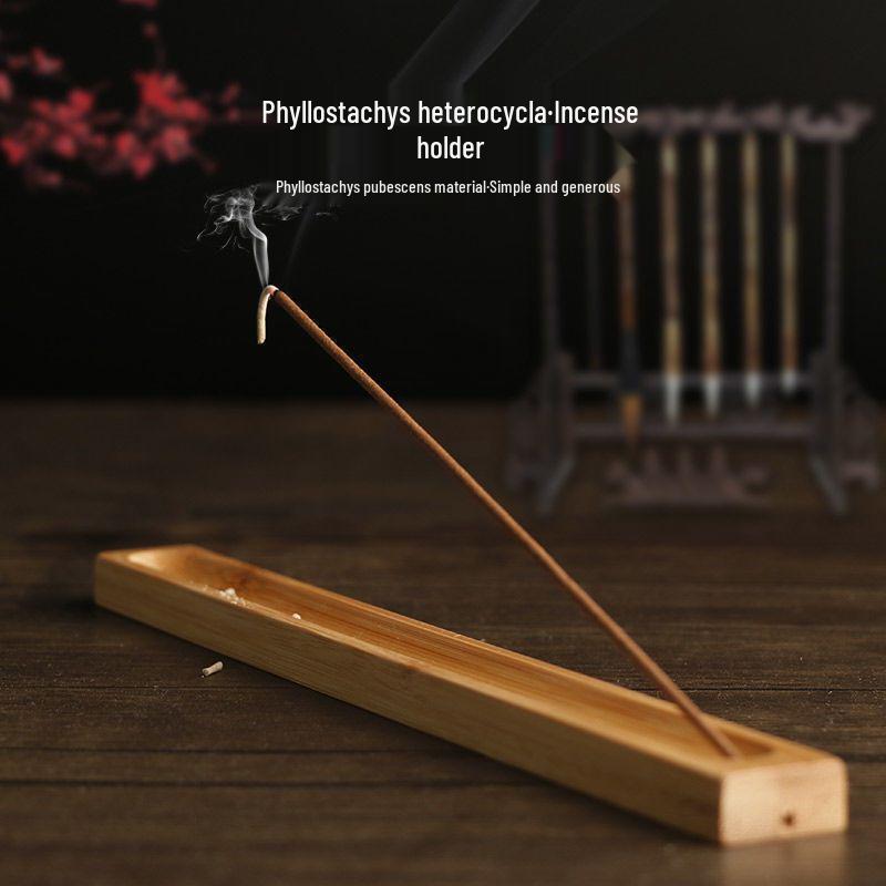 Zen Bamboo Solid Wood Incense Holder - Handcrafted Stick Stand & Burner for Home Decor