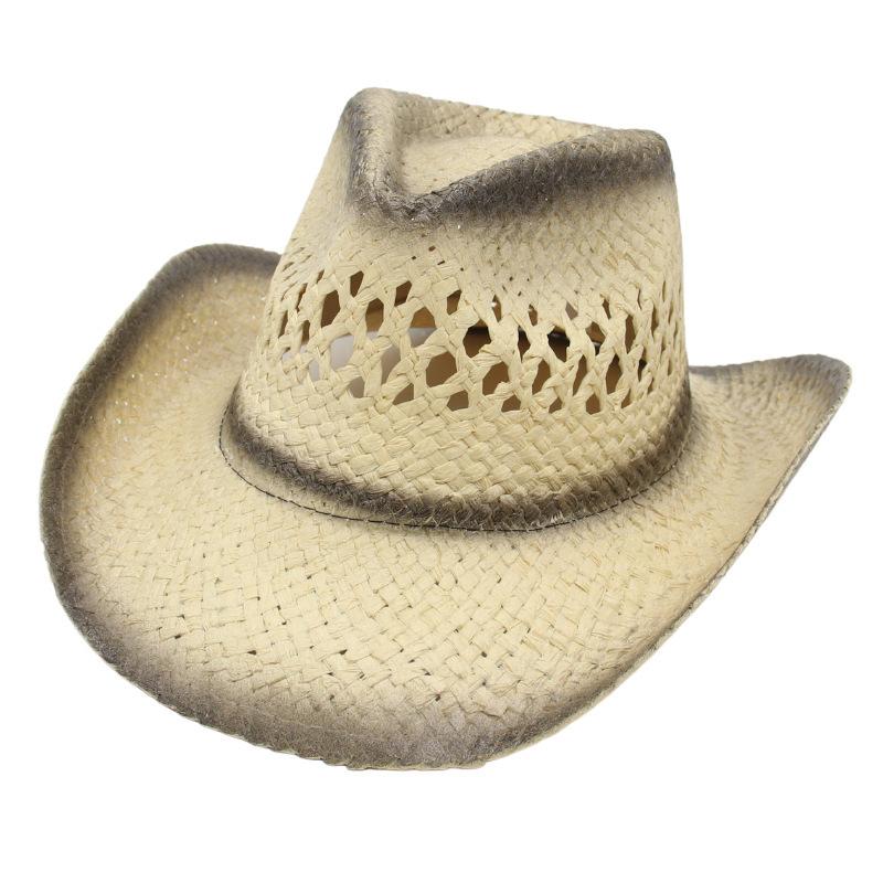 Ethnic Style Pink Beach Hat Seaside Western Cowboy Straw Hat Sun Protection Visor Jazz Hat Men And Women