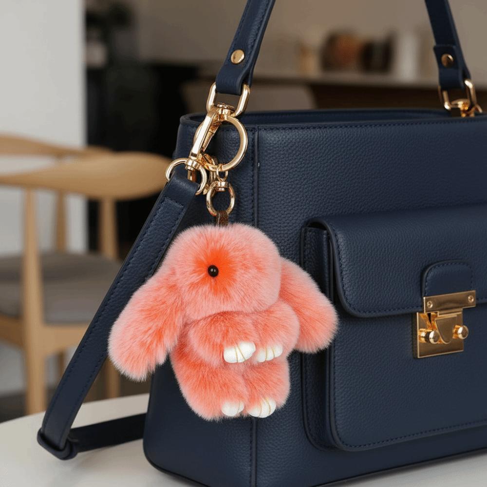 Fluffy Rabbit Fur Keychain Lovely Plush Rabbit Pendant Play Dead Rabbit Doll Girlfriend
