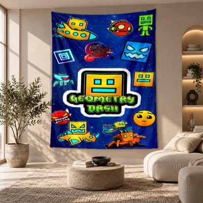 Decorative Tapestry,Geometry Dash Printed Wall Art, Lightweight Wall Hanging For Bedroom Background