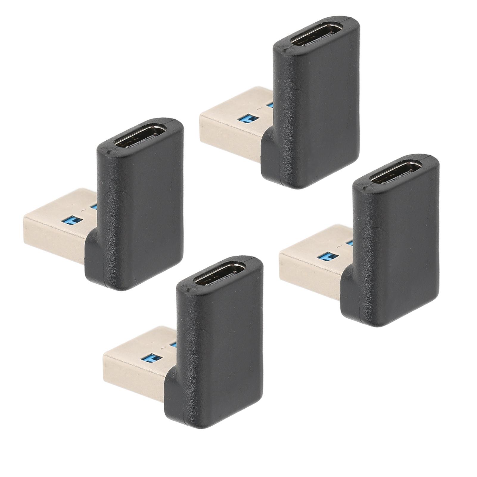 

4pcs USB Type C Right Angle Adapter 10Gbps Transmission Portable USB Male to Type C Female Adapter for Laptops Desktops