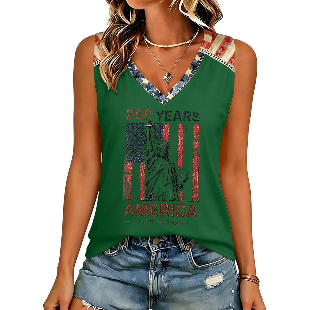 Women’s V Neck Casual Short Sleeve T Shirt Top with Letter Print Loose Fit Style Lightweight Comfortable