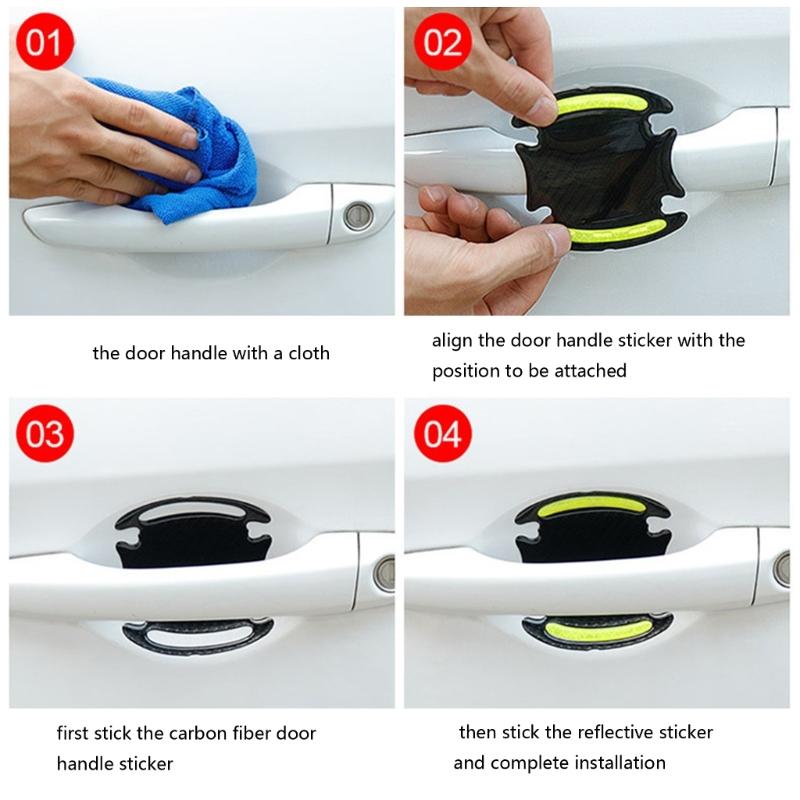 High Visibility Reflective Car Handle Protectors with Grip Texture Multipurpose Auto Door Handle 8pcs for Night Safety