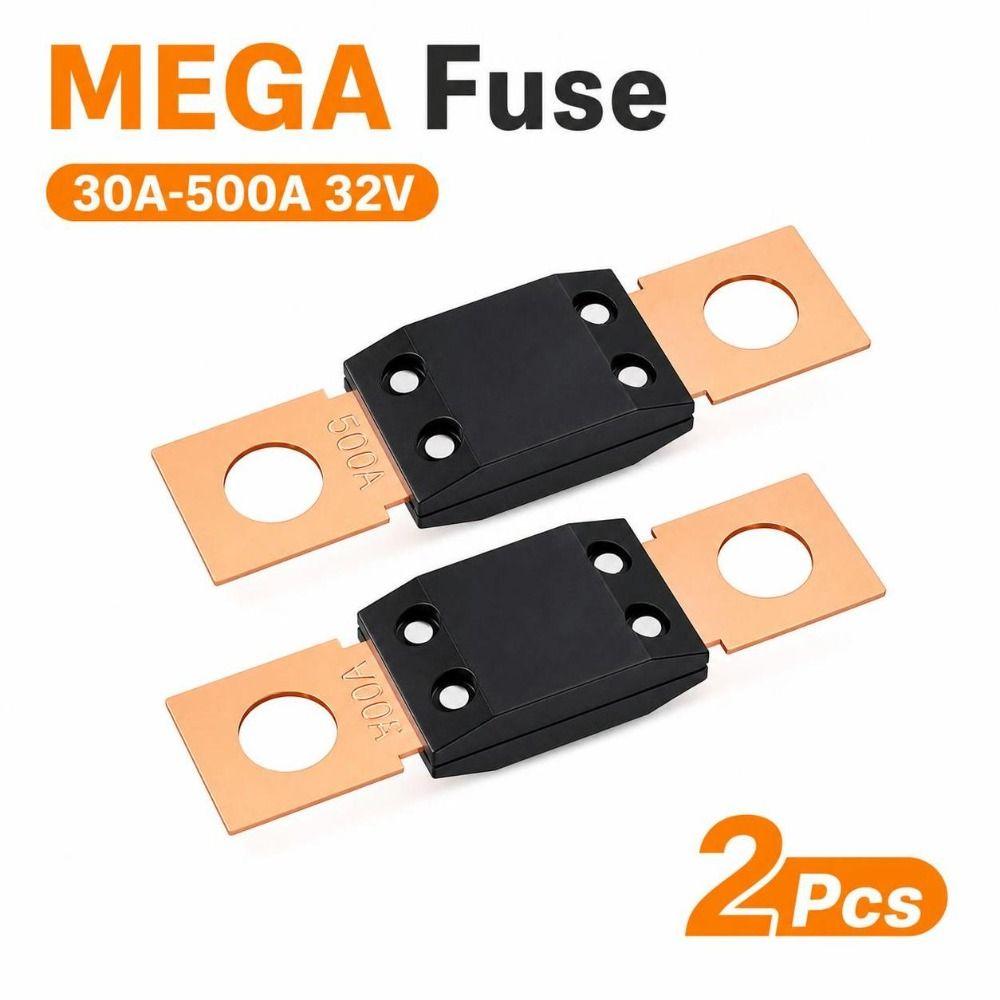 2Pcs 30A-500A ANL Car Fuse 32V Automotive Fuse Durable MEGA Fuse  for Car Audio Marine Boat
