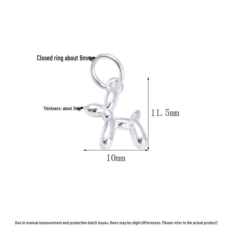 S925 Sterling Silver Bubble Dog Bow Pendant Charm for DIY Beaded Bracelets