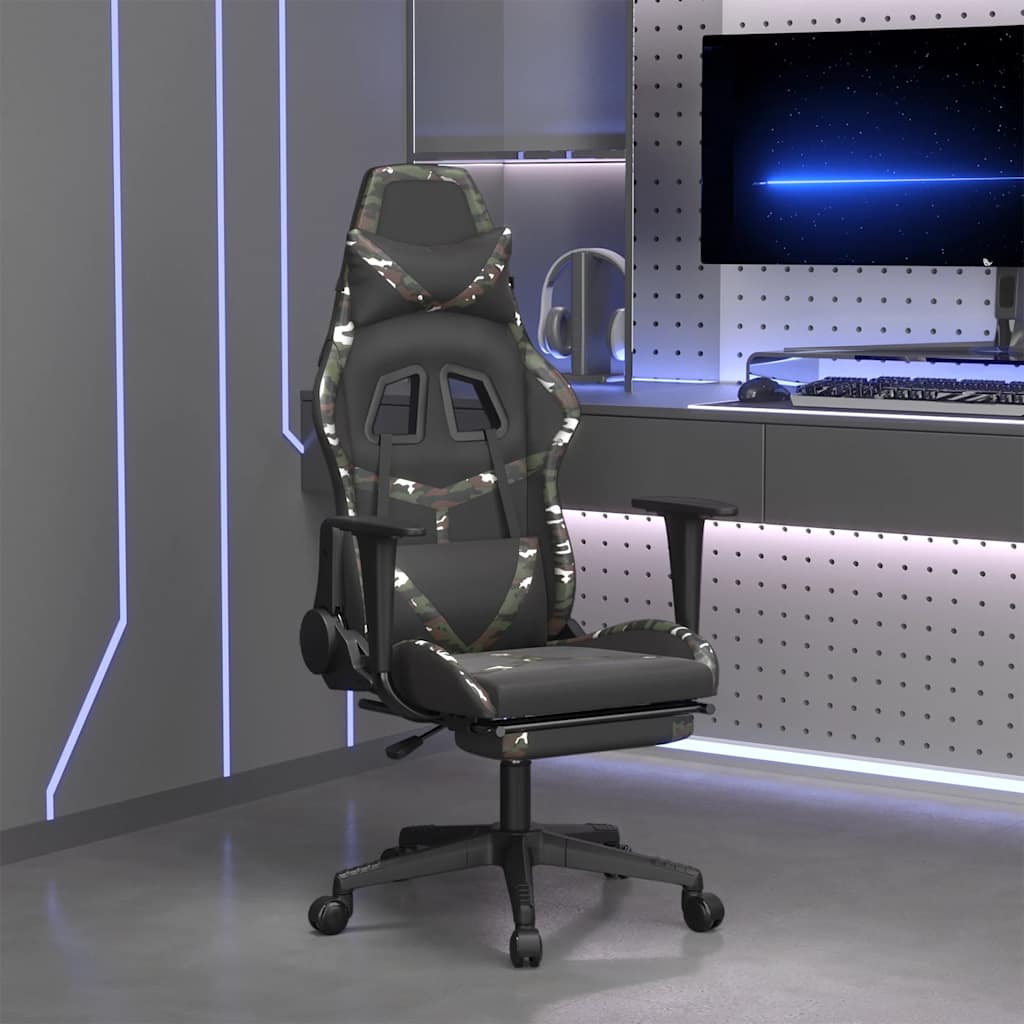 Vidaxl Masujący Fotel Gamingowy Z Podnóżkiem, Czarny I Moro