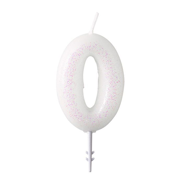 Amscan bougie à gâteau paillettes numéro 8 cire 6,5 cm blanc