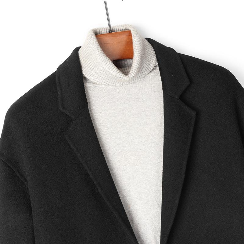 New Autumn and Winter 100% Wool Double-sided Woolen Coat Men's Medium-length Coat Thickened Nizi Cashmere Coat