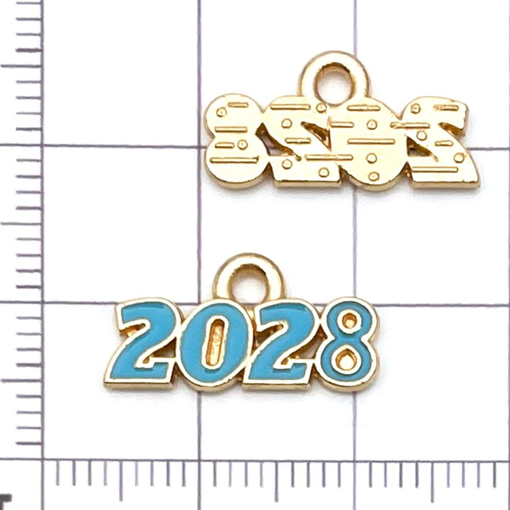 10 Colorful Enamel 2028 Year Number Charms for DIY Jewelry and Accessories