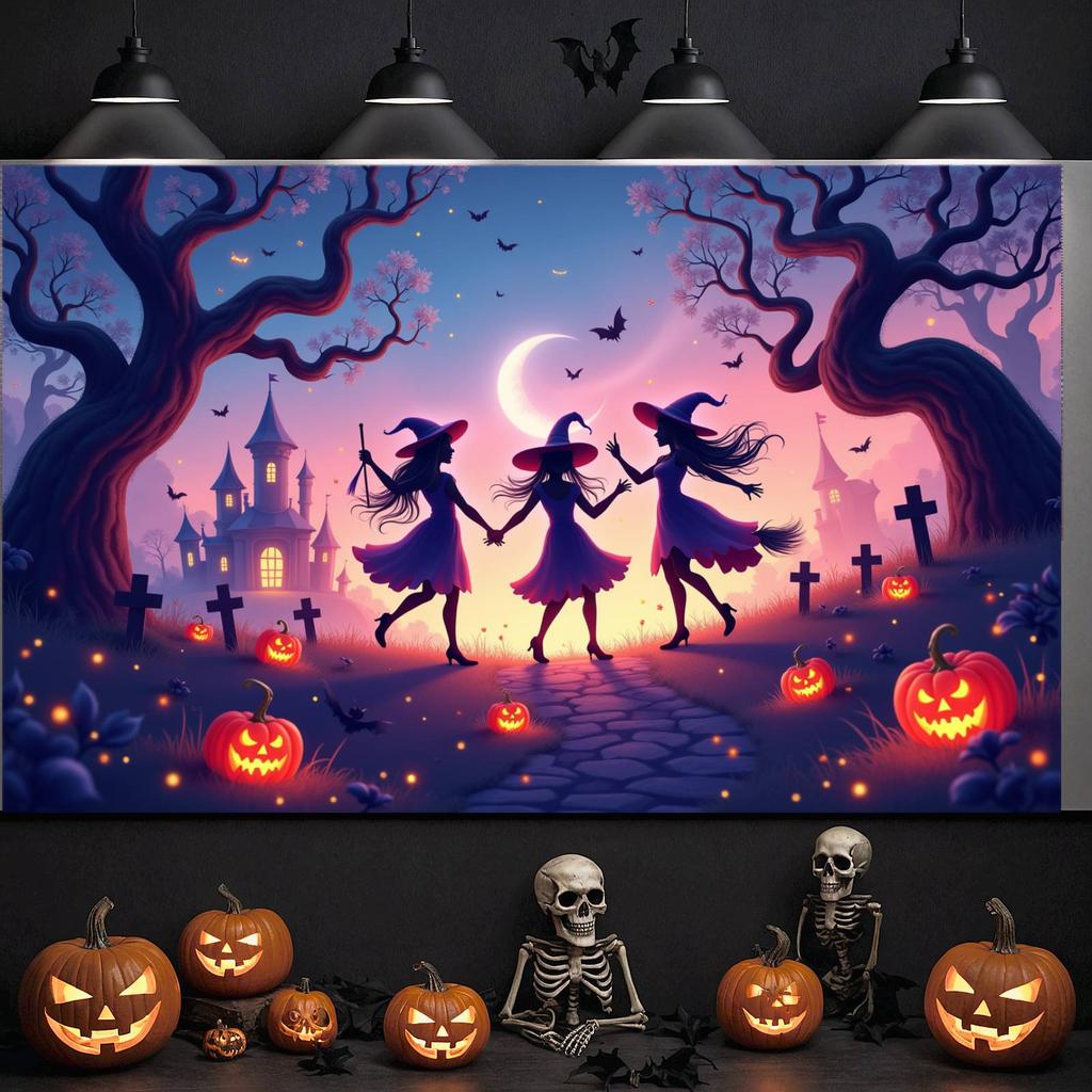 Event Banner Design Spooky Decoration Night Backdrop Halloween Banner For Themed Party Party Celebration Holiday