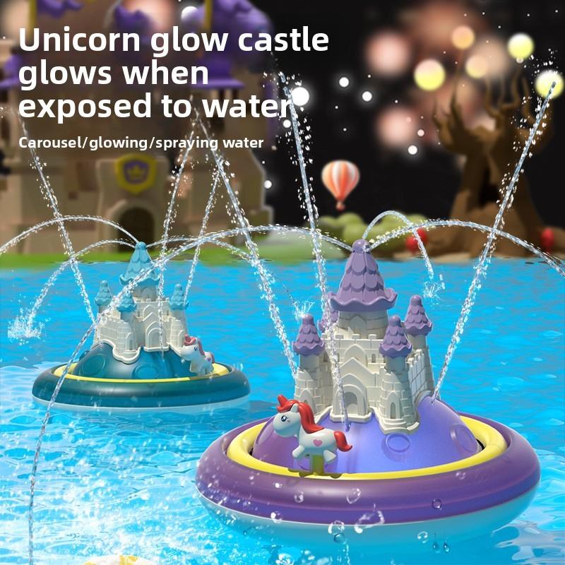 Giocattolo da Bagno Unicorno Spruzzatore d'Acqua Luminoso per Bambini Divertimento nel Bagnetto