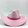 2023 New Vintage Sombrero Hombre Caps pink ribbon Suede hat large brim party fedora pink hat for women men cowboy hat cowgirl