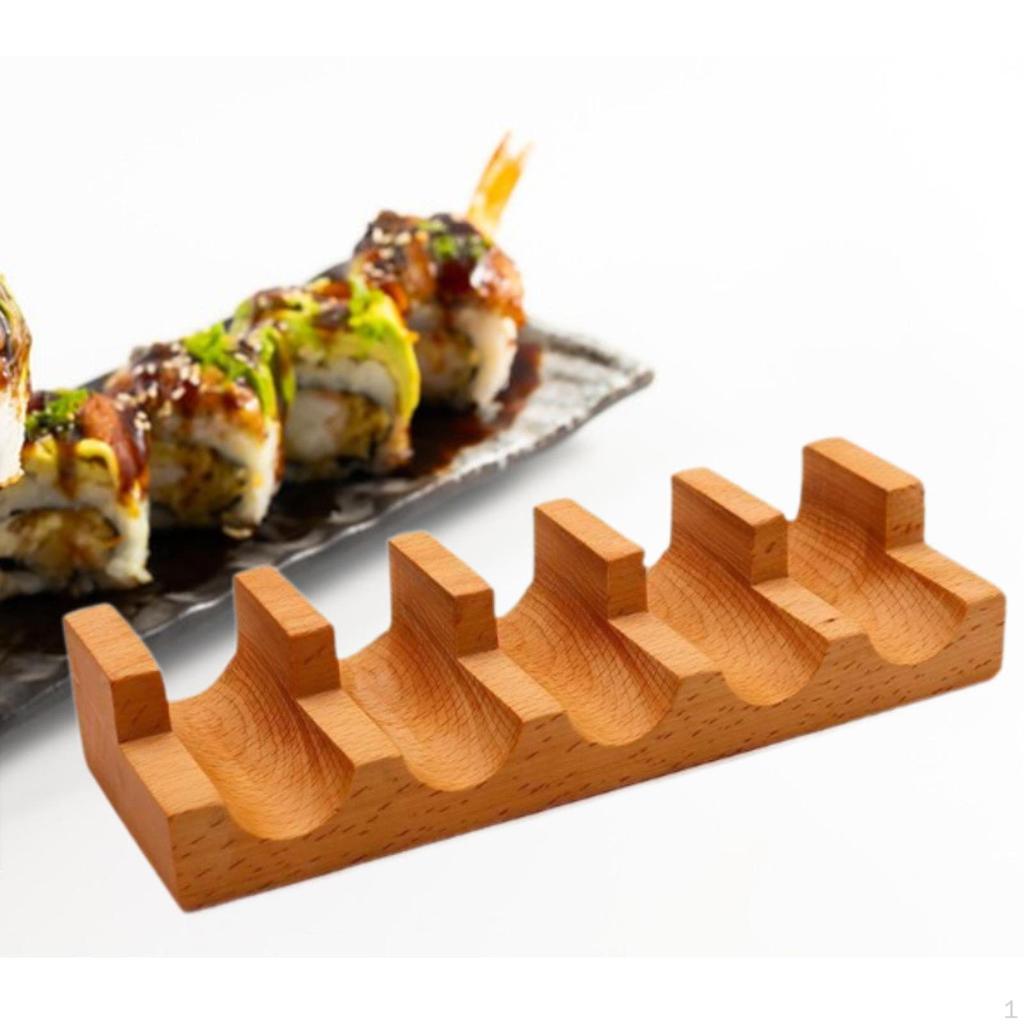 Wood Sushi Holder Display Stand Gadget Novelty Hand Roll Serving Tray for Food