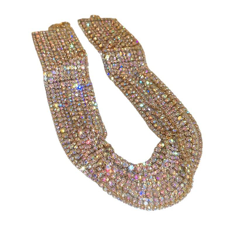 Exaggerated Rhinestone Geometric Multi-layer Necklace - High-End Luxury Clavicle Chain