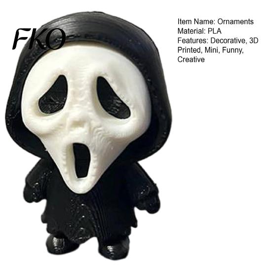 Compact Ghost Face Decor 3D Printed Scream Ornament, Mini Desktop Statue for Halloween Cartoon Desk Figurine Decoration, Funny Skeleton Home