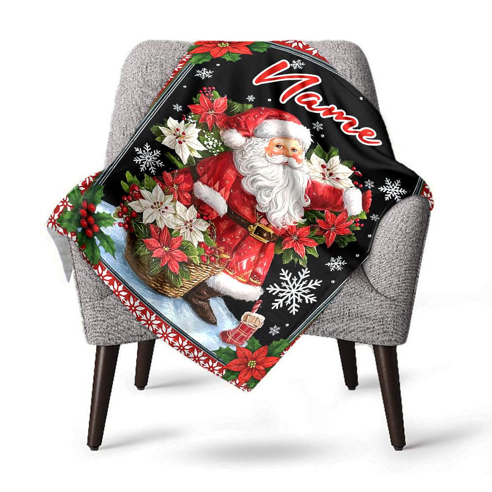 Christmas Santa Claus Home Customize Your Name Blankets Comfortable Soft Lightweight Multipurpose Blanket For Picnics Sofas Offices Beds Living Rooms