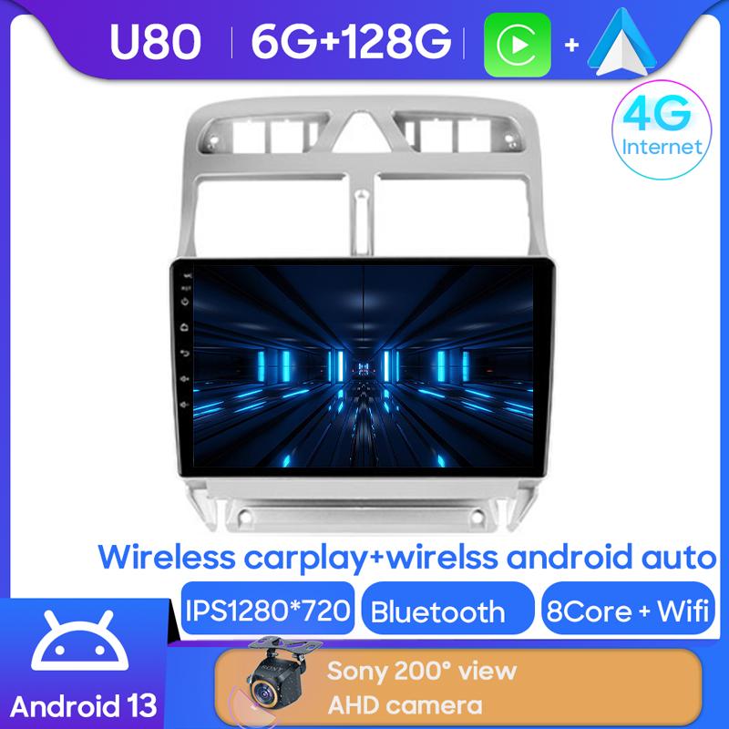 Android Multimedia For Peugeot 307 1 2001 - 2008 Car Stereo CPU Radio QLED Player Navigation  HDR Screen Dash Screen Dash Cam 5G