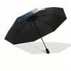 Blauer Rosengarten Mondnacht Regenschirm, Tragbarer 3-fach Regenschirm für Männer & Frauen, Weihnachtsgeschenk ES351