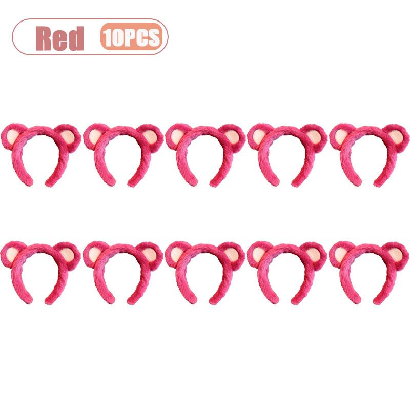 1-10pcs Bear Ears Strawberry Headband Plush Non Slip Furry for Photoshoot Selfie Party Dress Up Trendy Accessory