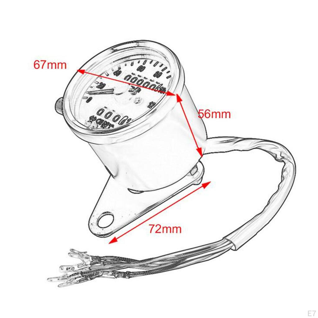 Motorbicycle Instrument Speedometer Dual Odometer LED Backlit DC 12V 4 Lamps with Indicator Light