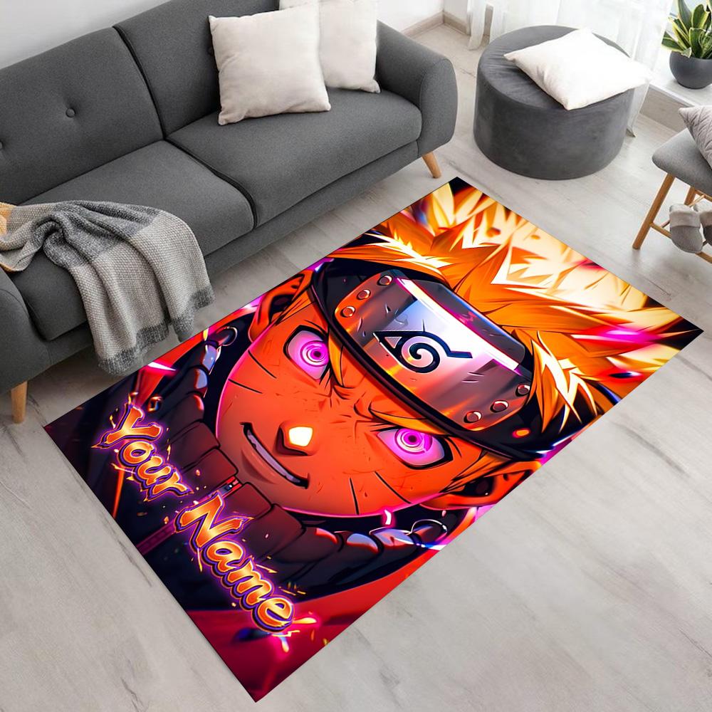 Naruto Character Personalized Name Floor Rug Office Rug Design for Playrooms Dining Room Dormitory Bedrooms Antislip Carpet Decorate Offices