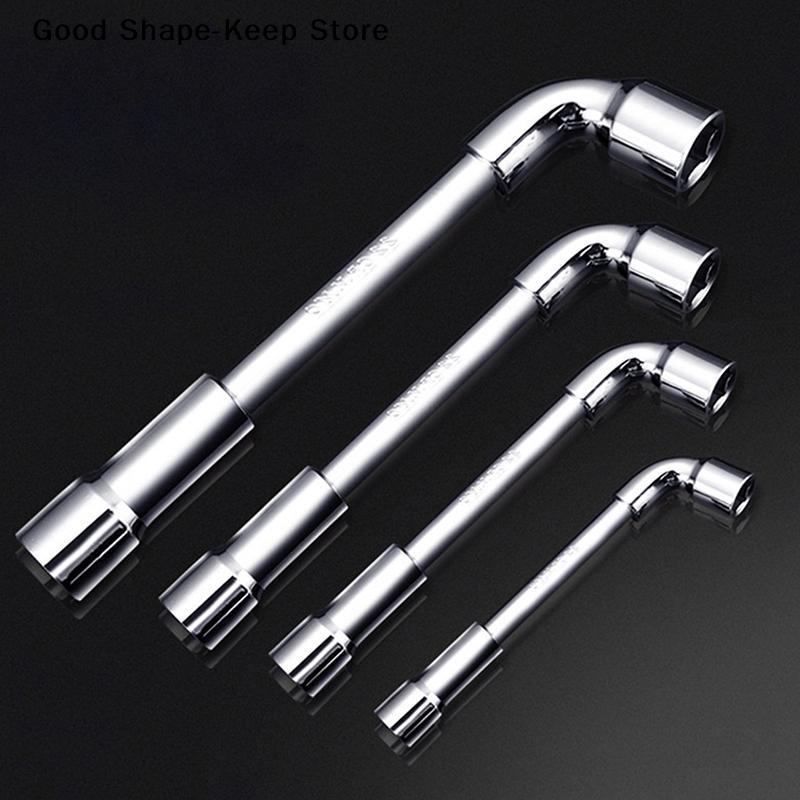1Pc L Type Mini Wrench Pipe Perforation Elbow Universal Double Head Hex Socket Metric Wrench Kit 6 Point 6-15MM