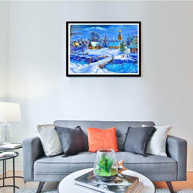 DIY Snow Scenic 5D Diamond Painting Full Round Drill Scenery Diamond Embroidery Cross Stitch Mosaic Kits Wall Art Home Decor