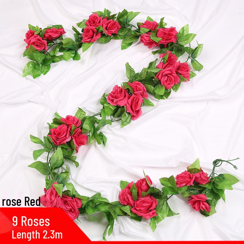 Artificial Rose Vine Ceiling Decor with Rattan for Living Room and AC Pipe Cover