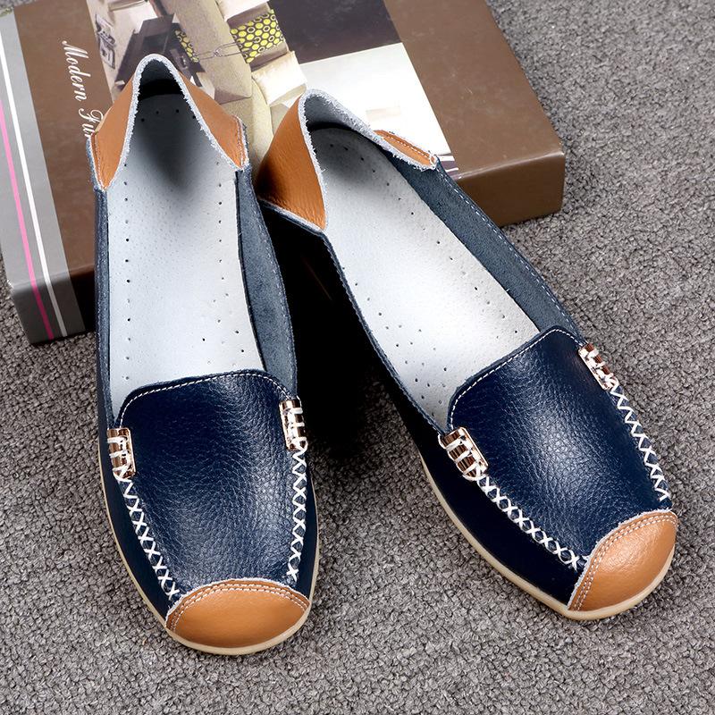 

Новые Универсальные Повседневные Модные Женские Одинарные Туфли с Цветными Блоками Обувь для Мамы Обувь на Плоской Подошве Большого Размера Женская Обувь Туфли-Бобы 44