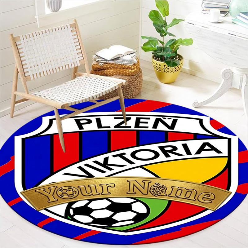 Fc Viktoria Crest Custom Name Round Area Rug Carpet Rug For Living Room Bedroom Sofa Playroom Decor Nonslip Floor Mat