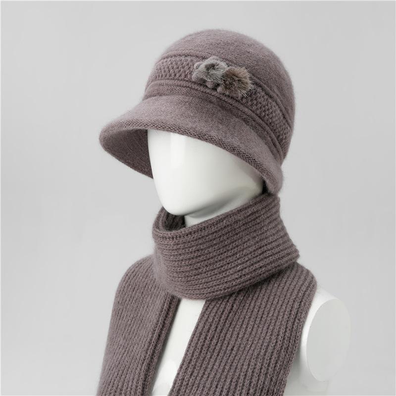 Hat Female Mother Day Thickened Thermal Hat Grandmother Old Lady Rabbit Wool Knitted Hat Cold Proof