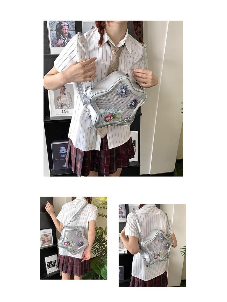 Transparente Stern-Ita-Tasche - Rucksack im koreanischen Stil mit großem Fassungsvermögen für Damen und Studenten